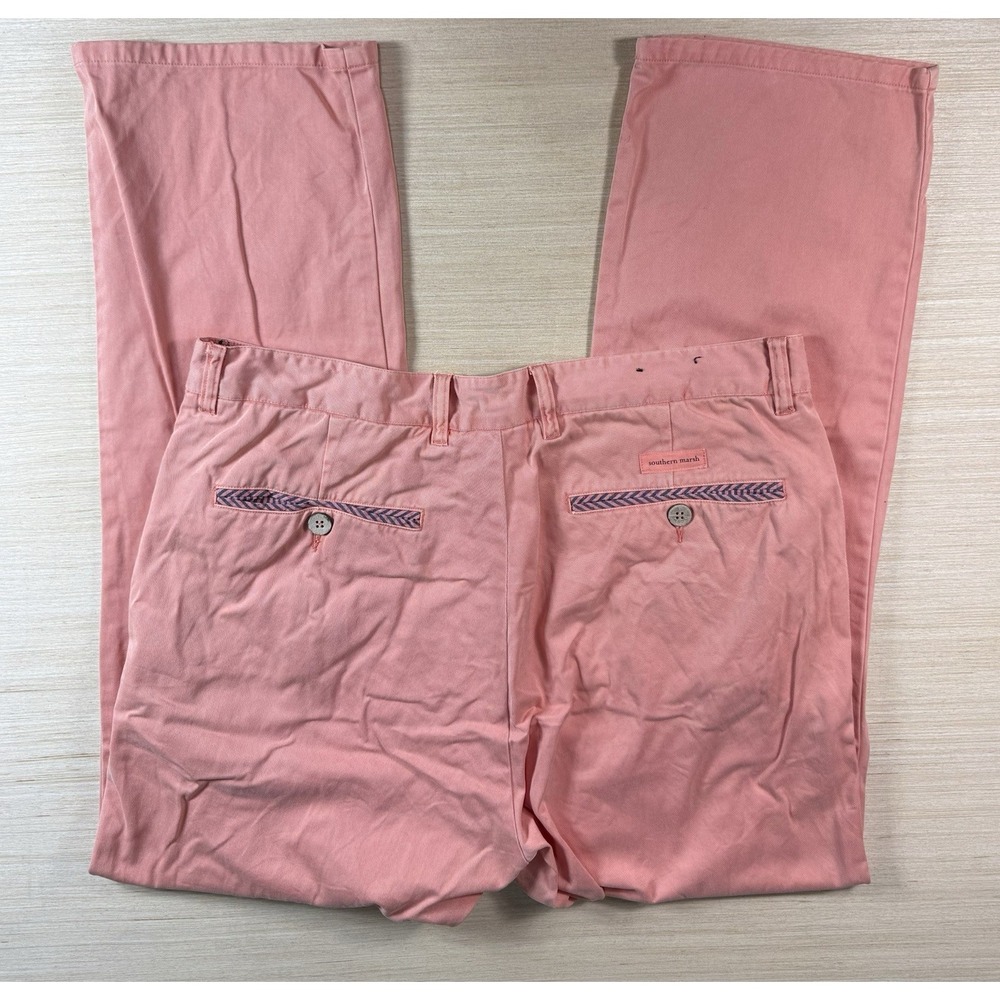 Southern Marsh Chino Pants Men's Size 36x30 Coral Casual Flat Front - Picture 3 of 6